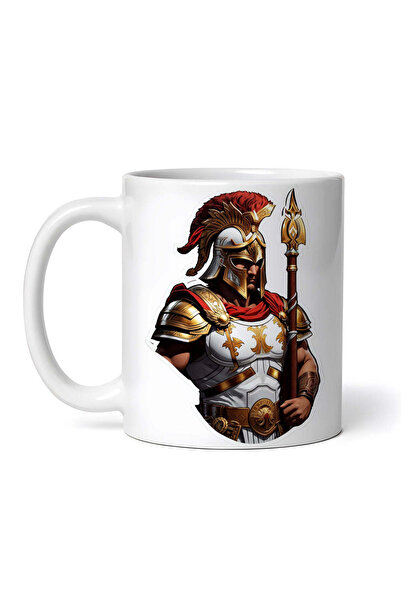 OEM Εξατομικευμένη λευκή κούπα, ο Έλληνας Θεός Άρης με πανοπλία, INOVATIX®. 3...