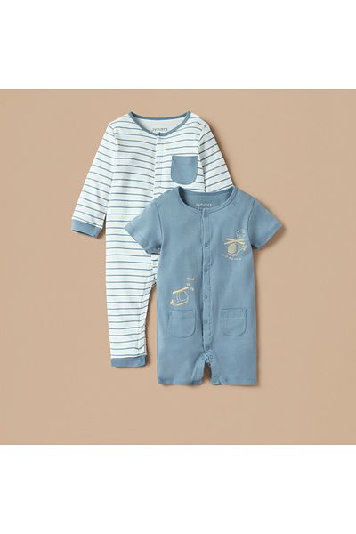 Juniors 2-Piece Striped Sleepsuit and Romper Set