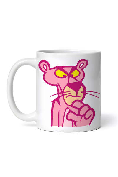 OEM Cană albă personalizată, Pantera Roz nedumerită, INOVATIX®. 330ml