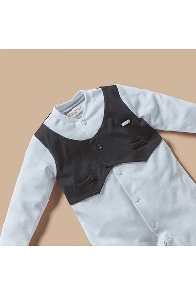 giggles Waistcoat Overlay Sleepsuit with Long Sleeves