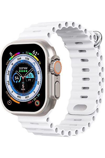 Velixo SmartWatch Ultra Plus, compatible with any phone, Bluetooth call, White Silicone Strap