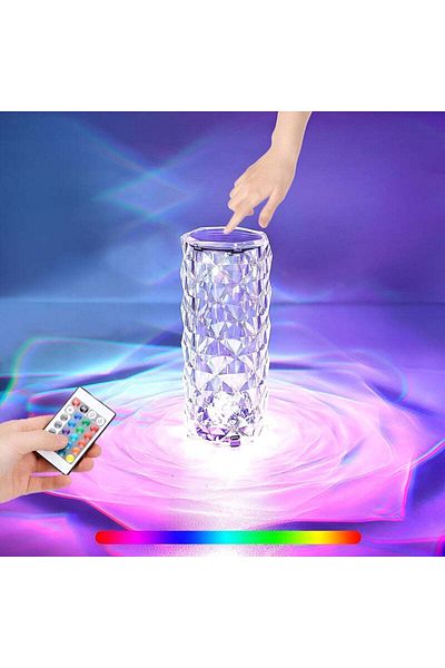 Velixo Lampă ambientală LED, telecomandă și control tactil, 16 moduri, acrilică, USB, decor, masă, birou, 21,5x9 cm