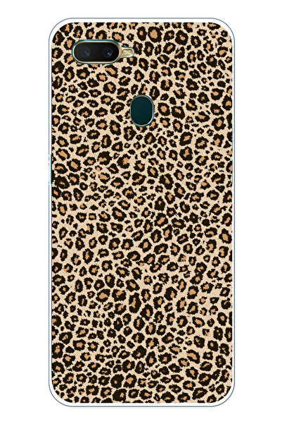 TechTree Oppo A5S- AX7 - A12 Uyumlu Leopar Tasarımlı Şeffaf Silikon Kılıf