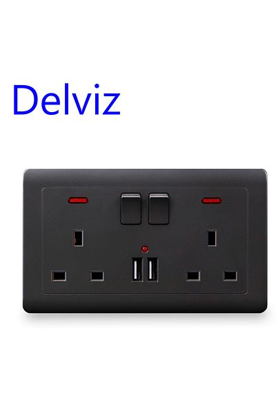 Choice 110-250v Gray Delviz Wall Power Usb Socket, 5v 2.1a Double Usb Charger Port, Led Indicator, 146mm*86