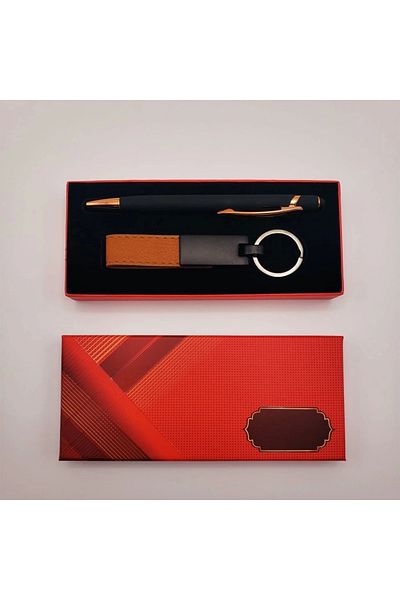 PRATİKOBA Leather Metal Keychain and Rubber Pen