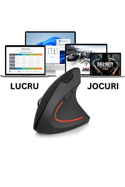 Velixo Vertical Wireless Mouse, Ergonomic, 2.4GHz, 6 Buttons, 800/1000/1200 DPI, Optical, USB Receiver
