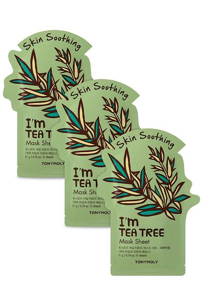 TONYMOLY Face Mask I'm Real Acne Soothing Tea Tree Skin Care X3 Pieces