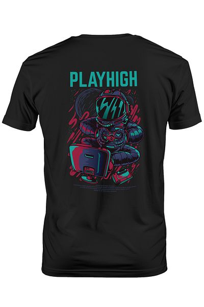 StoryGift Romania Men's T-Shirt With Man IN Astronaut Suit In Space Playing On Computer, STG Controller