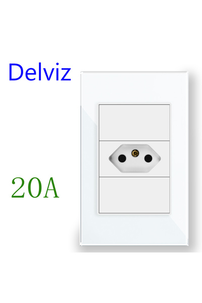 Choice 110-250V White ( 20A ) Delviz Brazil Standard Power Outlet,10A/20A 1 Pins hole AC 110V~250V,120mm*72