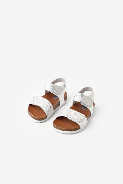 Le Mabelle White Ankle Striped Girl's Leather Sandals