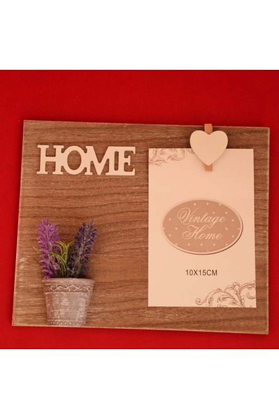 PUFO Ramă foto din lemn, model lavandă și mesaj Home, 24 cm