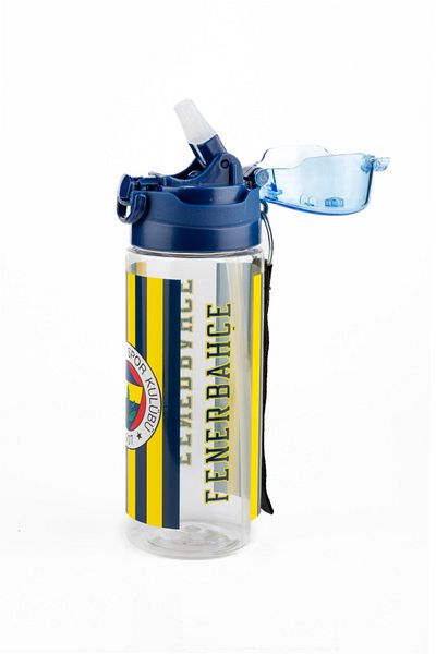 Fenerbahçe Fb Logo Licensed Certified School Water Bottle with Straw and Button Protective Cover Student Water Bottle