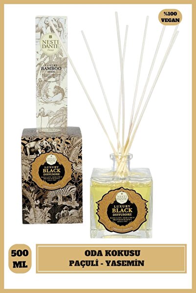 Nesti Dante Luxury Black Difüzör Bambu Çubuklu 500 ml | Beyaz Yasemin, Süsen,...