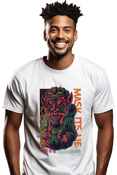 StoryGift Romania Tricou bărbătesc cu mască de dragon chinezesc, hanorac larg, mască cu text în engleză It's Lie Stg