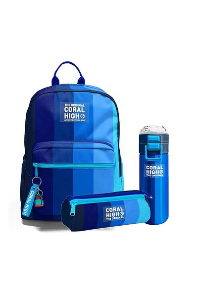 Coral High 3-Piece School Bag Set (School Bag, Pen Holder and Water Bottle)