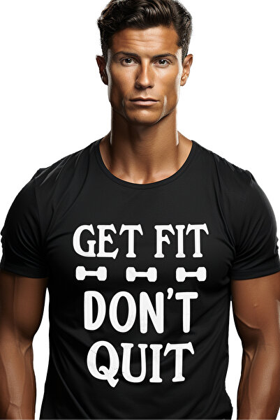 StoryGift Romania Ανδρικό T-shirt με την επιγραφή  "get Fit, Don't Quit " - Γ...