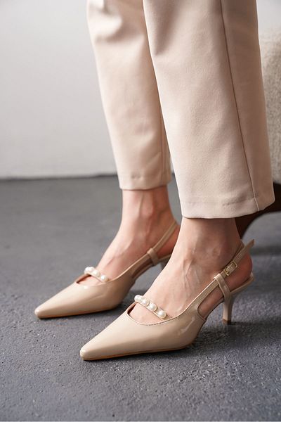 GOFFSHOES Women's Justin Pearl Low Heel Shoes - Skin-Patent Patent Leather