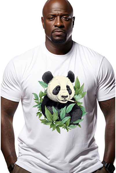StoryGift Romania Tricou Barbati Cu Urs Panda, Frunze, Fum, Tigara, Natura, A...