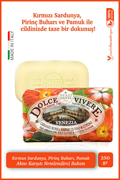 Nesti Dante Dolce Vivere Venezia Katı Sabun 250 gr | Akne Karşıtı ve Nemlendirici Bakım | Sardunya