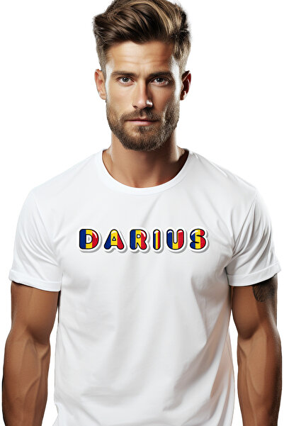StoryGift Romania Tricou Barbati Cu Numele Darius, Romania, Suporter, Steagul...