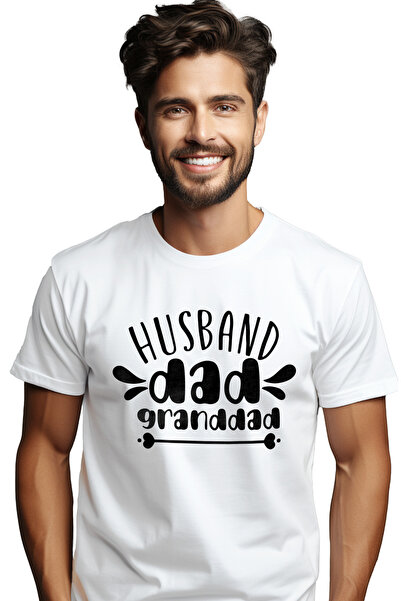 StoryGift Romania Tricou Barbati cu textul "Husband, dad, granddad" - sot tat...