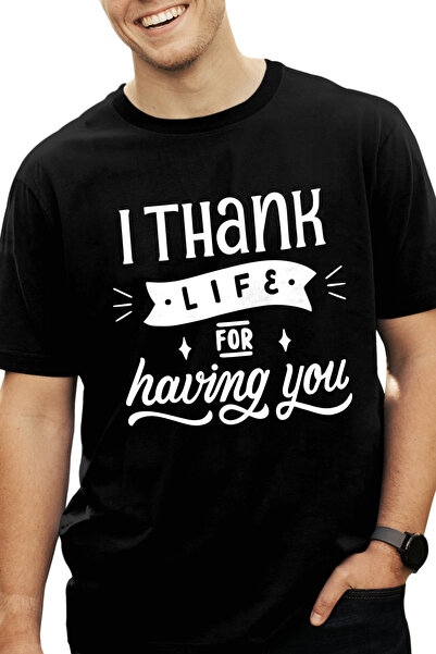 StoryGift Romania Tricou Barbati Cu Mesajul In Engleza "i Thank Life For Havi...