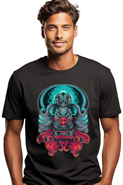 StoryGift Romania Tricou bărbătesc cu mască, dragon chinezesc, ilustrație, mi...