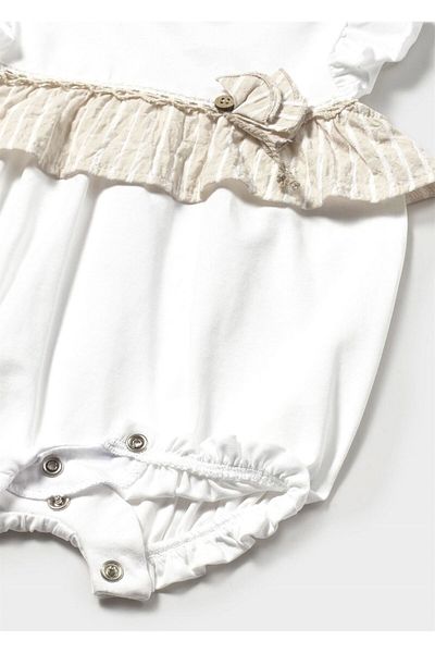 MAYORAL Baby Girl Striped Short Jumpsuit White 1748