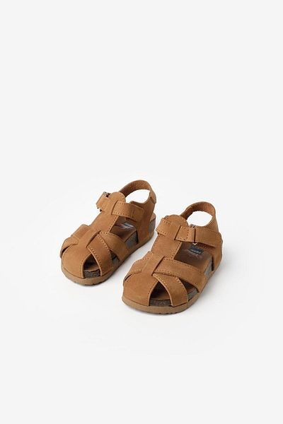 Le Mabelle Brown Cage Girl's Leather Sandals