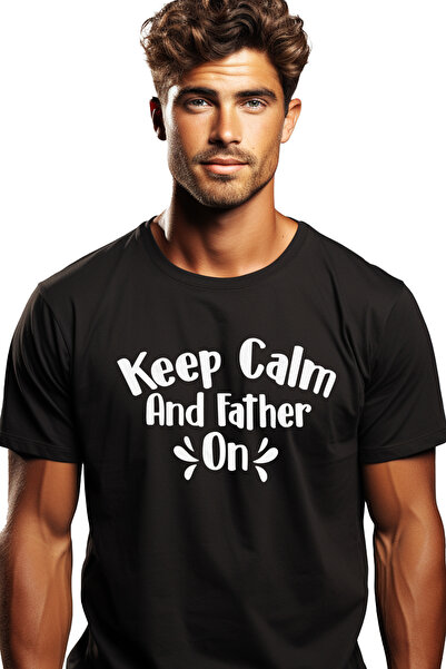 StoryGift Romania Tricou bărbătesc cu textul „Keep Calm And Father On” - Keep...