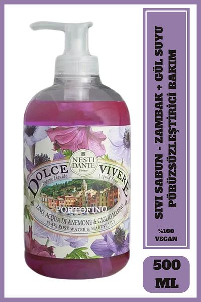 Nesti Dante Dolce Vivere Portofino Liquid Soap 500ml |   Firming and Moisturizing |   Lily and Rose Water Extract