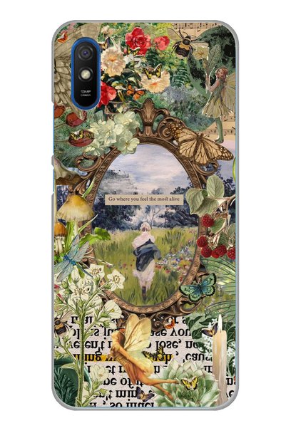 TechTree Redmi 9A Compatible Green Nature Transparent Silicone Case