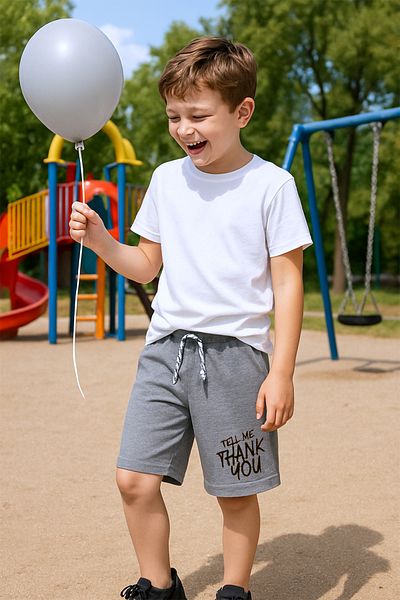 HÇM Boy's Shorts with Pocket Solid Color Text Printed E34