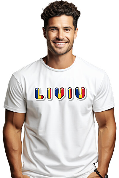 StoryGift Romania Tricou Barbati Cu Numele Liviu, Romania, Suporter, Steagul ...