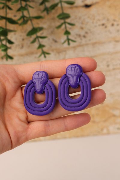 Gizy Store Polymer Clay Purple Earrings, Handmade, Basic Design Summer Accessory, Daily Accessory, Women's Earrings