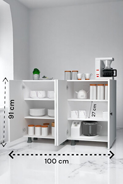 Yeni Vitrin Çok Amaçlı 100 Cm Kiler Banyo Balkon Ayakkabılık Mutfak Dolabı