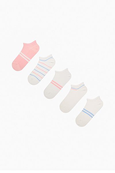 Penti Gerippte Streifen Rosa Blau 5 Stück Booties Socken