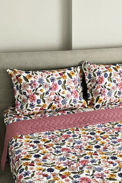 NANOSOFT Botanic Bloom 100% Cotton Quilted Digital Printed Pillow Case Set of 2 - 50X70 cm