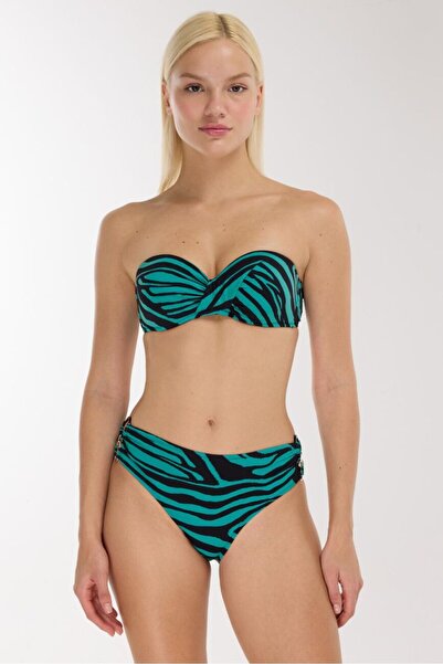 AYYILDIZ 4600 Black Green Strapless Bikini Set