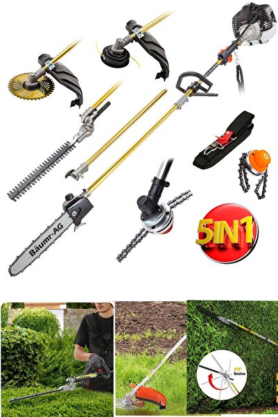 DEKO TURKEY Çok İşlevli 5IN1 5 Kafalı Benzinli Tırpan Zincirli Ot Çalı Biçme ...