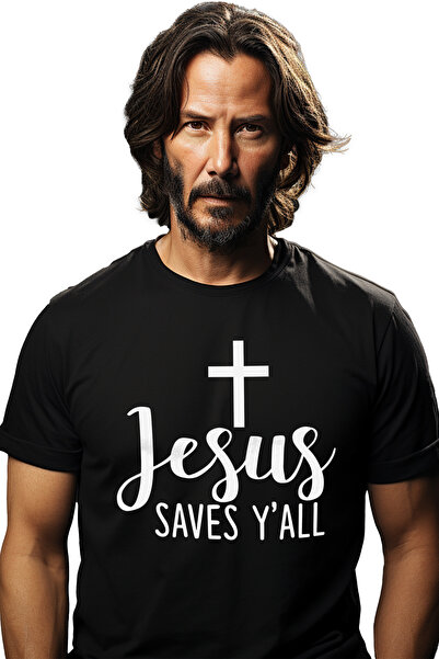 StoryGift Romania Tricou Barbati Cu O Cruce Si Mesajul In Engleza "jesus Save...