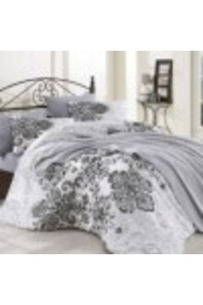 Nazenin 5-piece set, bed linen + blanket, Nazenin Home, Luxury Grey