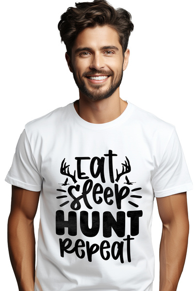 StoryGift Romania Tricou Barbati Cu Textul "eat, Sleep, Hunt, Repeat" - Manan...