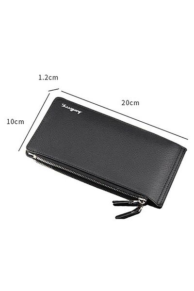 baellerry 16 Card Holder Double Zipper Long Unisex Wallet Black