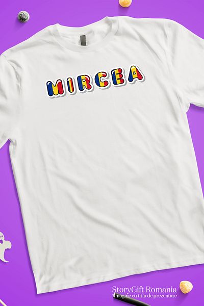 StoryGift Romania Tricou Barbati Cu Numele Mircea, Romania, Suporter, Steagul Romaniei, Patriot Cu Imprimeu Stg