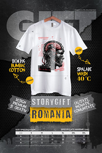StoryGift Romania Tricou Barbati Barbat Robot Programator In Spatele Tuturor Lucrurilor Cool! Cu Imprimeu Pe Stg