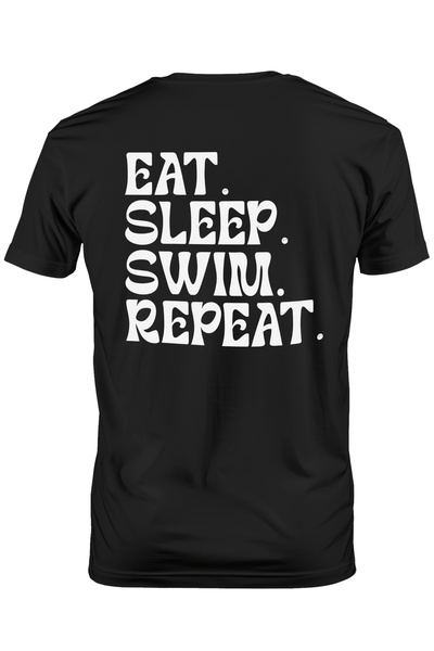 StoryGift Romania Tricou Barbati Cu Textul "eat. Sleep. Swim. Repeat." - Mana...