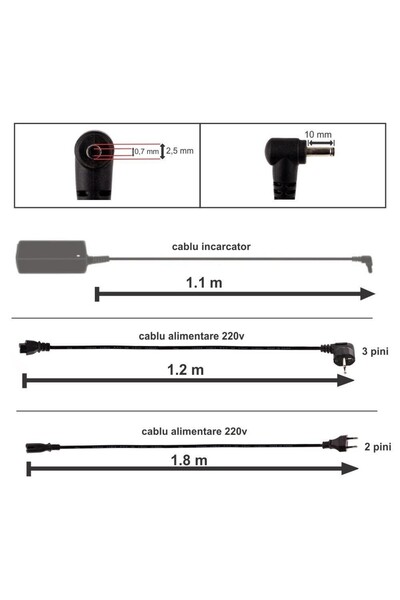 ASUS Original laptop charger Asus EEE PC 1225 2.1A 40W connector 2.5x0.7 mm