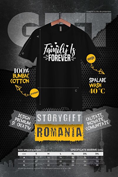 StoryGift Romania Men's T-shirt With The Text In English "family Is Forever" - Family Is Forever In Stg