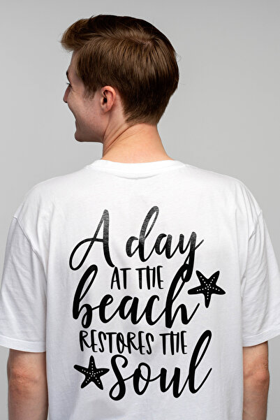 StoryGift Romania Tricou Barbati Cu Textul "a Day At The Beach Restores The S...